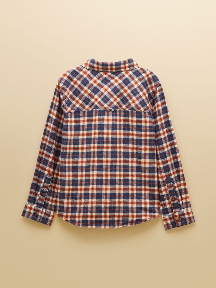 Flannel Checked Shirt - Burnt Orange - RUTHERFORD & Co