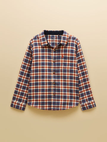 Flannel Checked Shirt - Burnt Orange - RUTHERFORD & Co