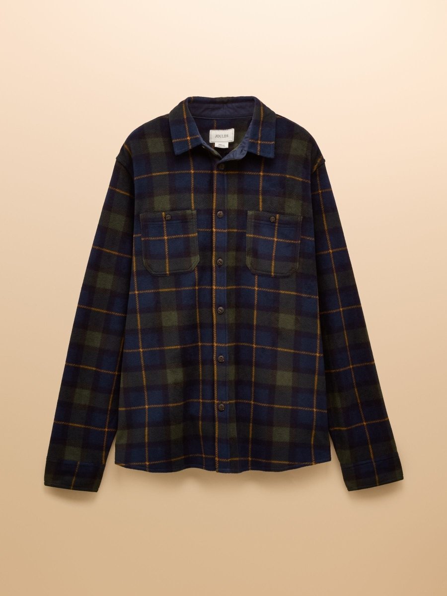 Fleece Shirt Navy Check - RUTHERFORD & Co