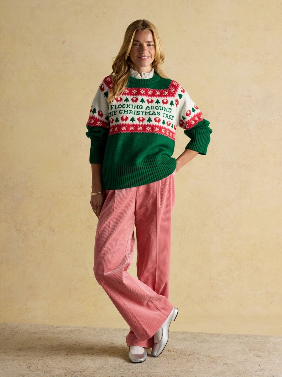 Flocking Around Green Fairisle Christmas Jumper - RUTHERFORD & Co
