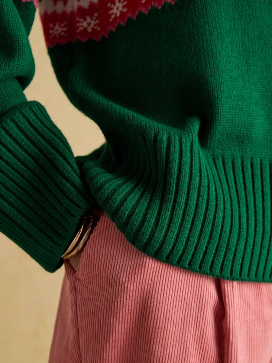Flocking Around Green Fairisle Christmas Jumper - RUTHERFORD & Co