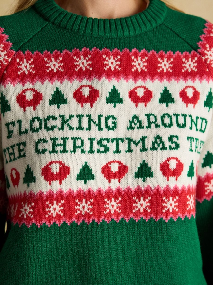 Flocking Around Green Fairisle Christmas Jumper - RUTHERFORD & Co