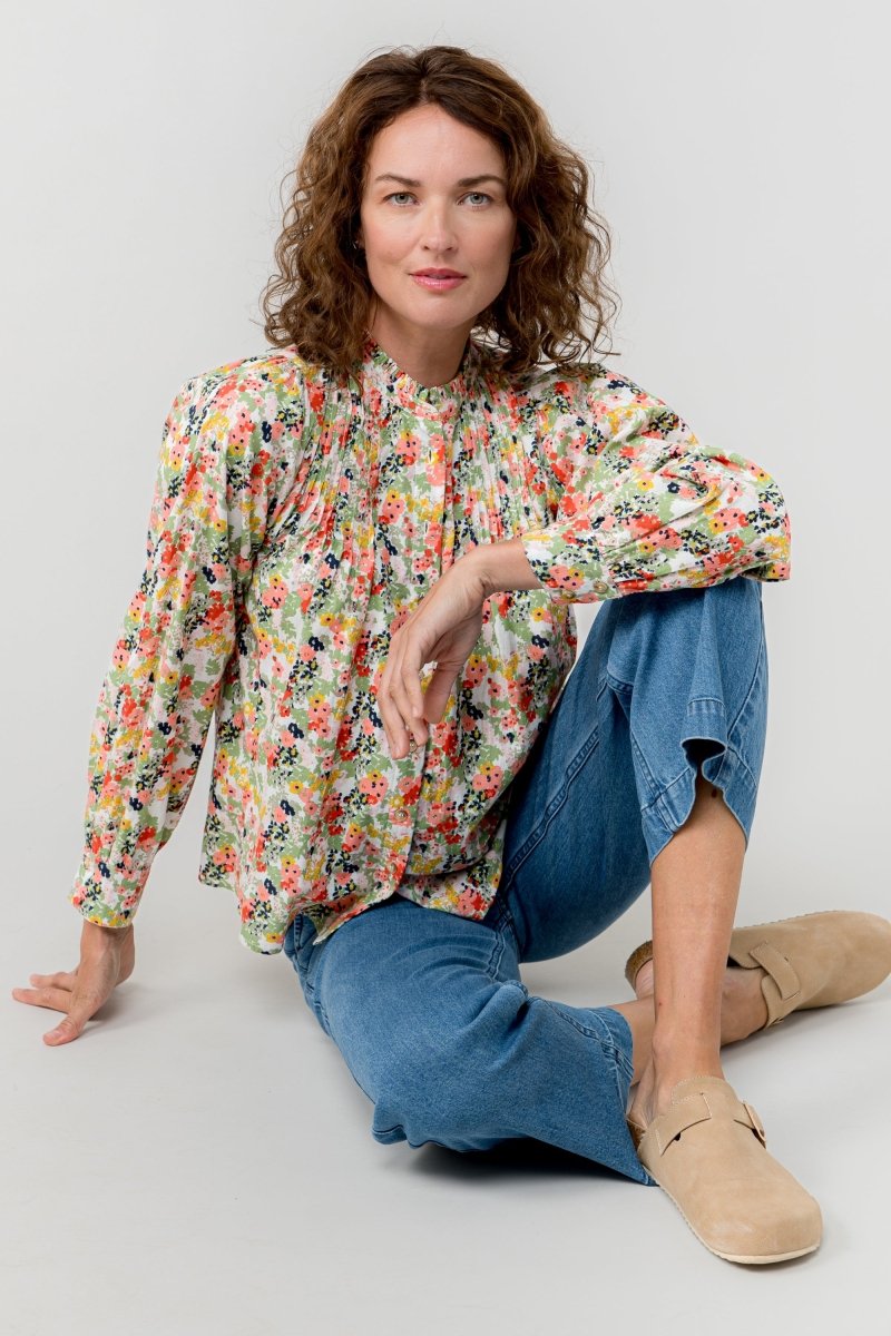 Flora Organic Cotton Ditsy Print Blouse - RUTHERFORD & Co