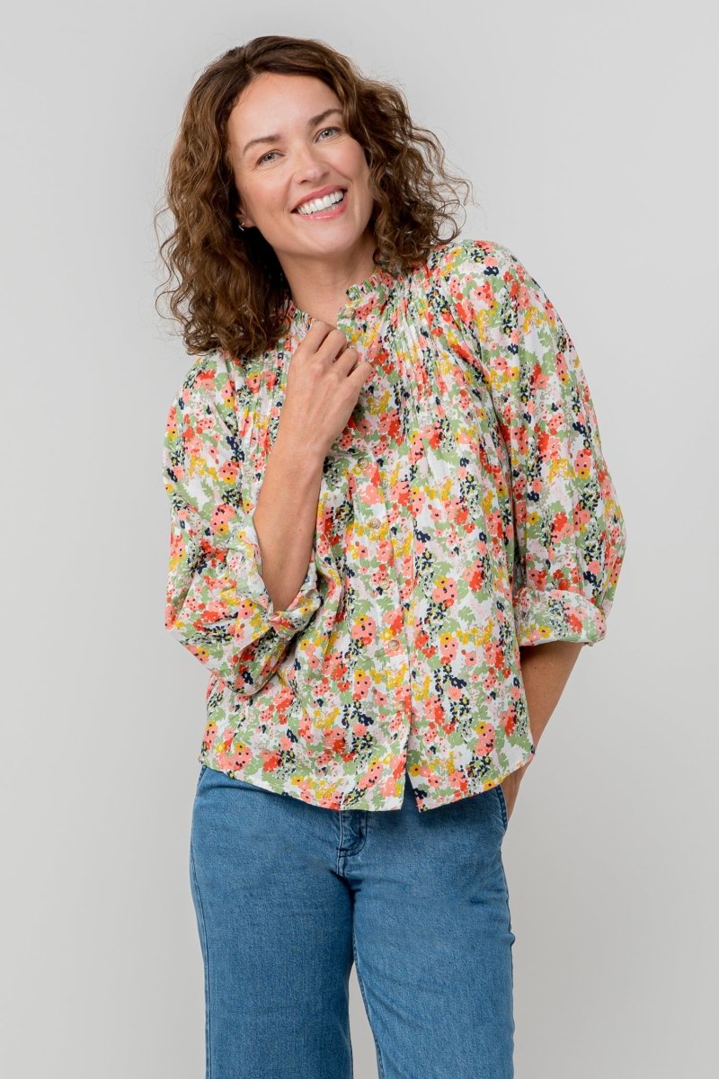 Flora Organic Cotton Ditsy Print Blouse - RUTHERFORD & Co