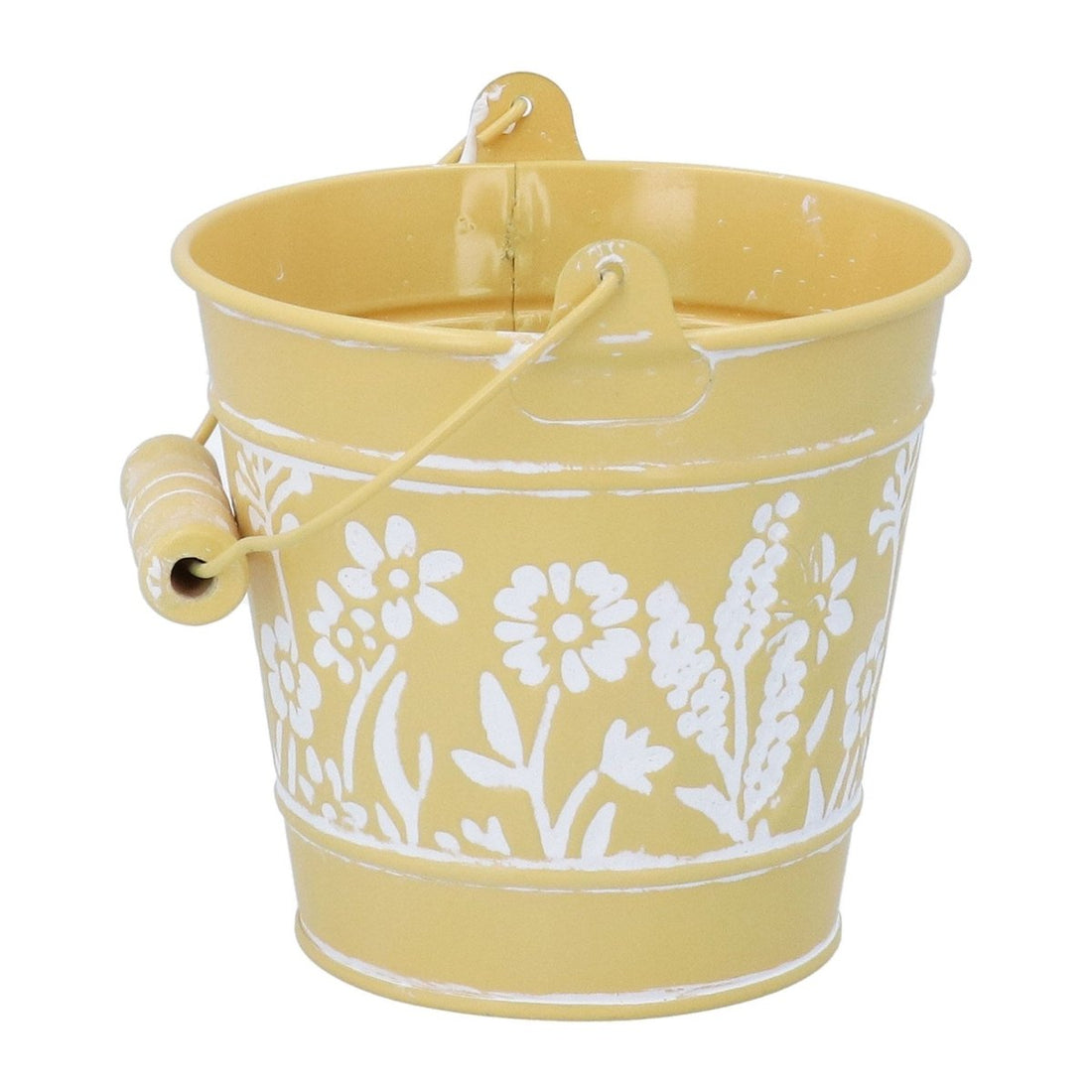 Floral Embossed Yellow Metal Bucket - RUTHERFORD & Co