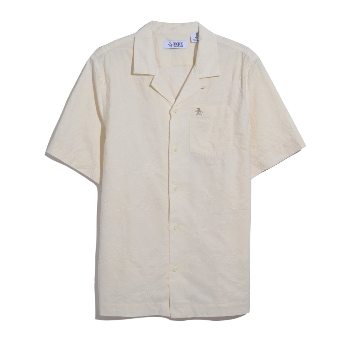 Floral Embroidered Short Sleeve Shirt In Birch - RUTHERFORD & Co