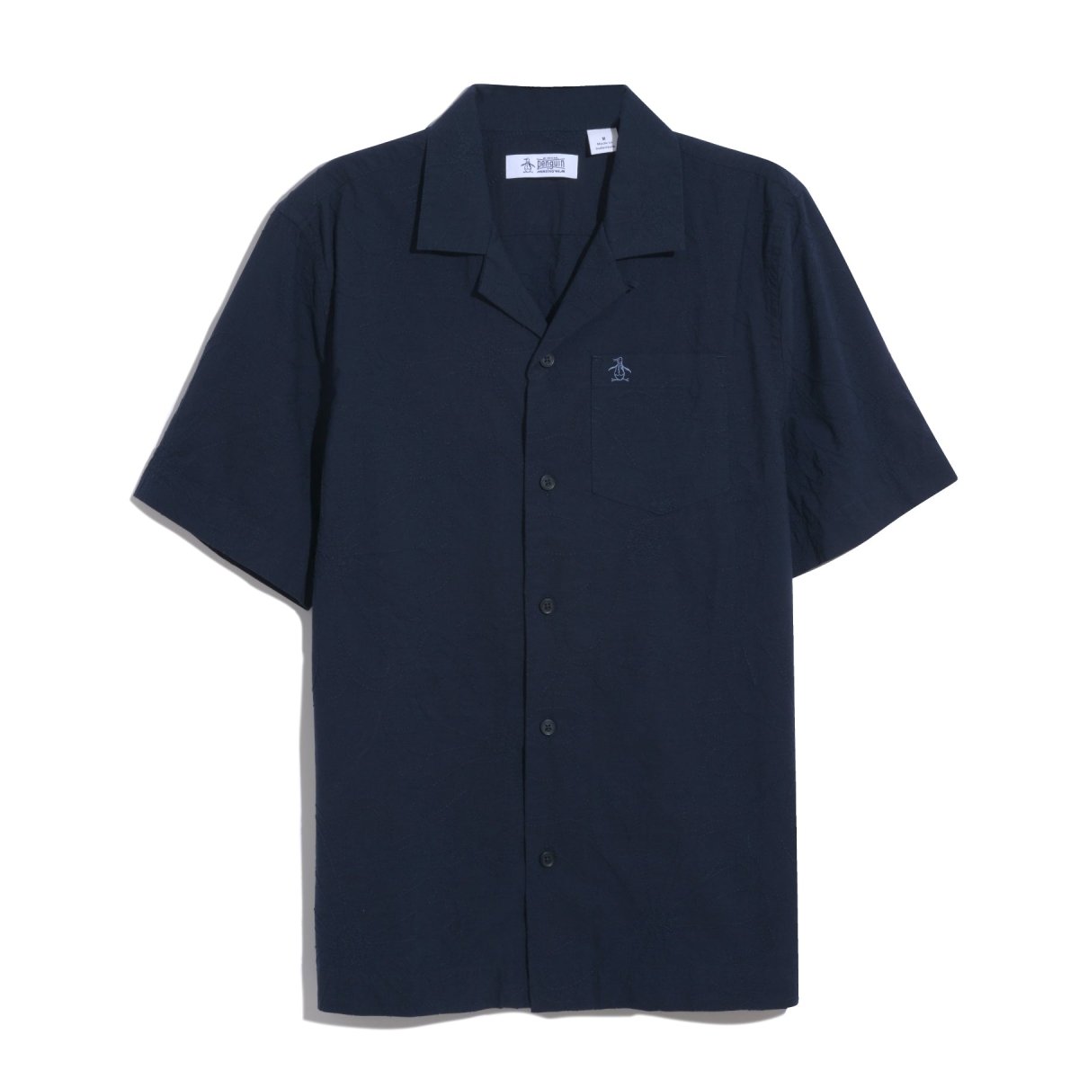 Floral Embroidered Short Sleeve Shirt In Dark Sapphire - RUTHERFORD & Co