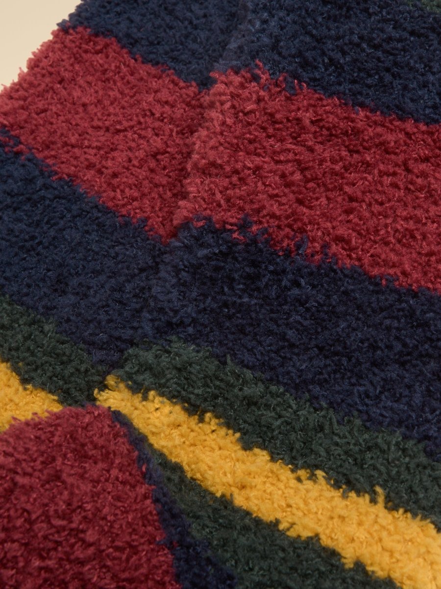 Fluffy Red & Navy Stripe Socks - RUTHERFORD & Co