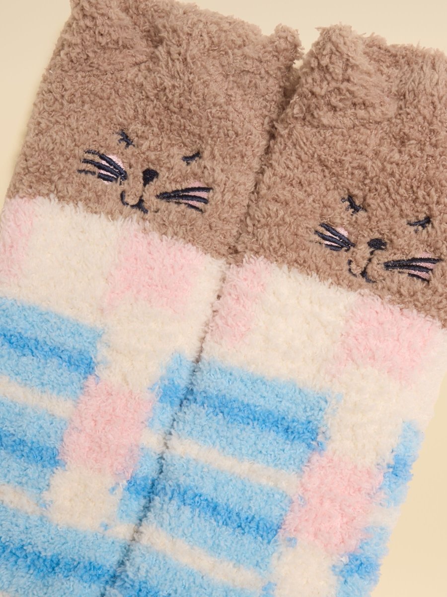Fluffy Socks - Blue Cat - RUTHERFORD & Co