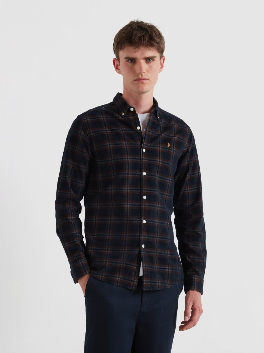 Fontella Check Cord Shirt In Burnt Ochre - RUTHERFORD & Co
