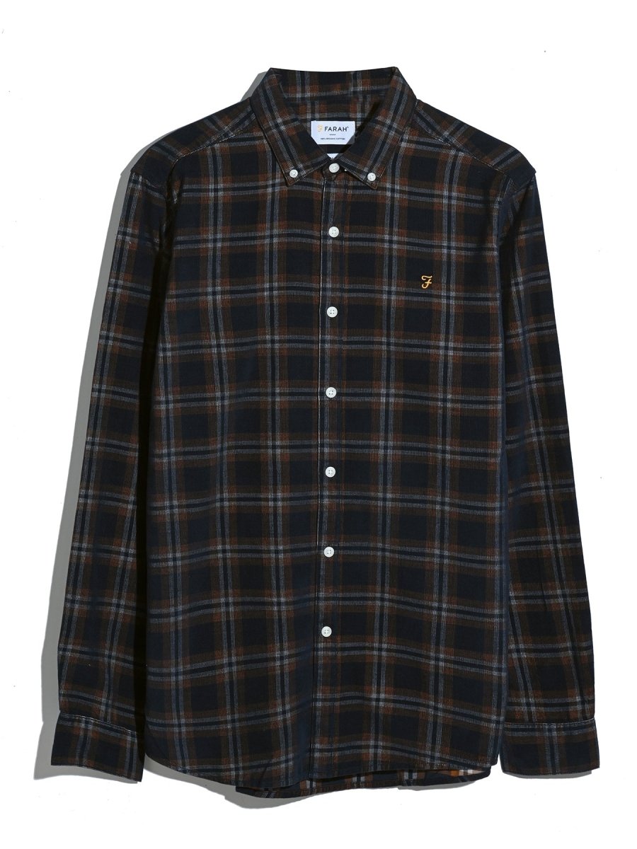 Fontella Check Cord Shirt In Burnt Ochre - RUTHERFORD & Co