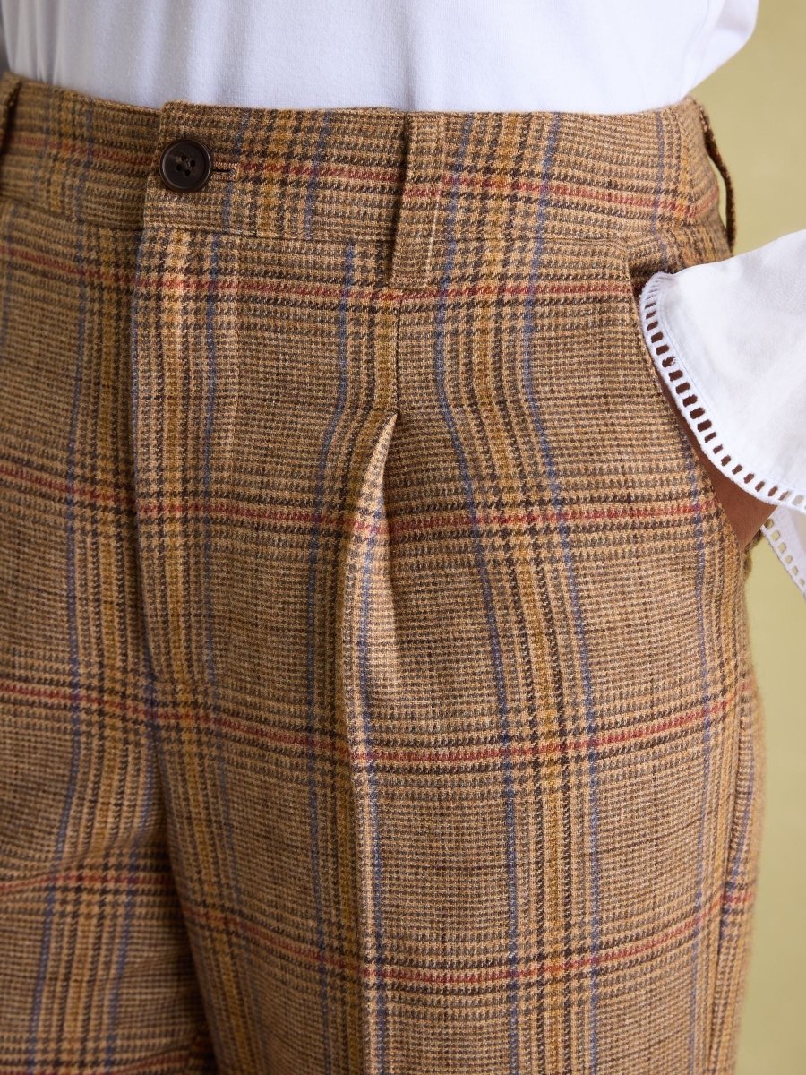 Foxley Check Wide Leg Tweed Trousers - RUTHERFORD & Co