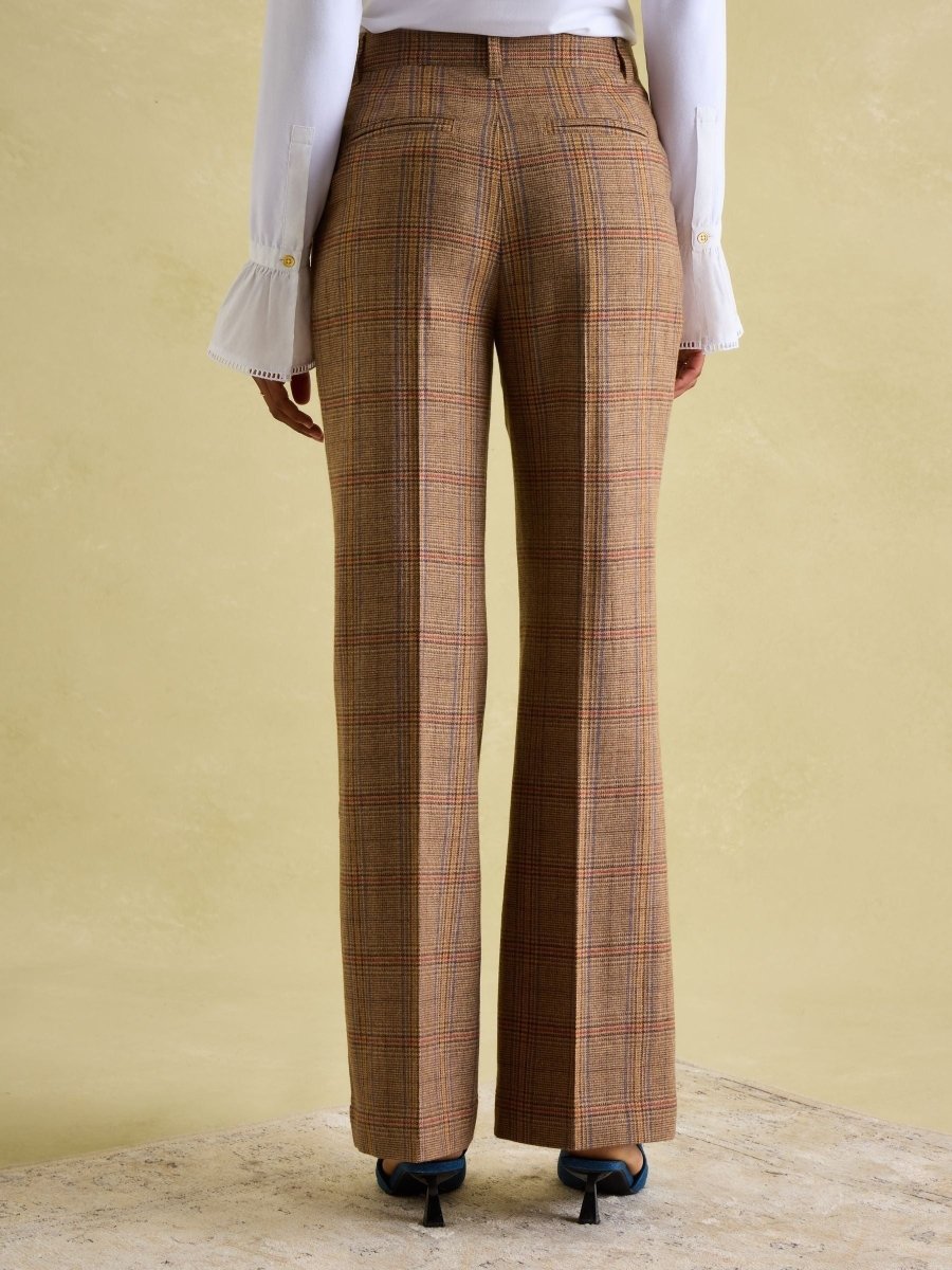 Foxley Check Wide Leg Tweed Trousers - RUTHERFORD & Co