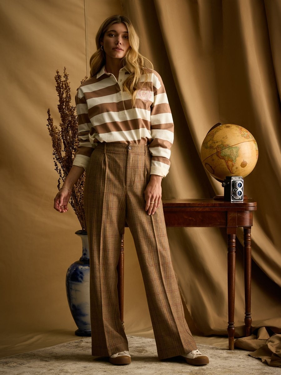 Foxley Check Wide Leg Tweed Trousers - RUTHERFORD & Co