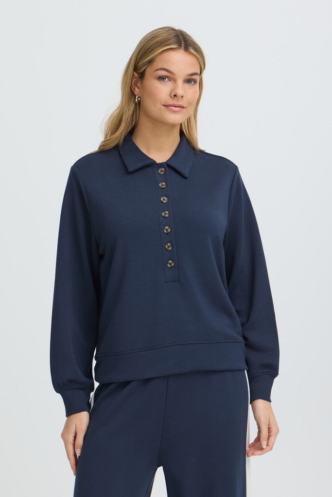 Fransa Aurora Sweatshirt Navy Blazer - RUTHERFORD & Co