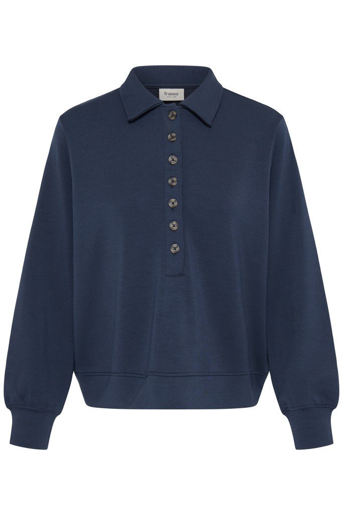 Fransa Aurora Sweatshirt Navy Blazer - RUTHERFORD & Co