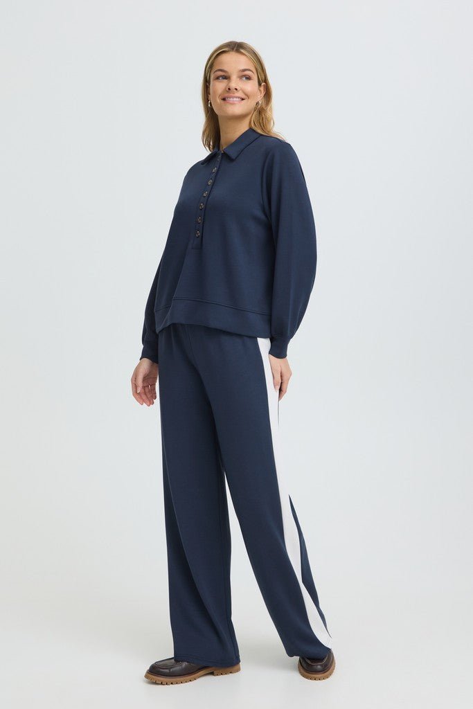Fransa Aurora Sweatshirt Navy Blazer - RUTHERFORD & Co