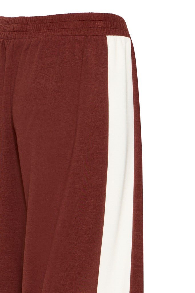 Fransa Aurora Trousers Rum With White Contrast - RUTHERFORD & Co