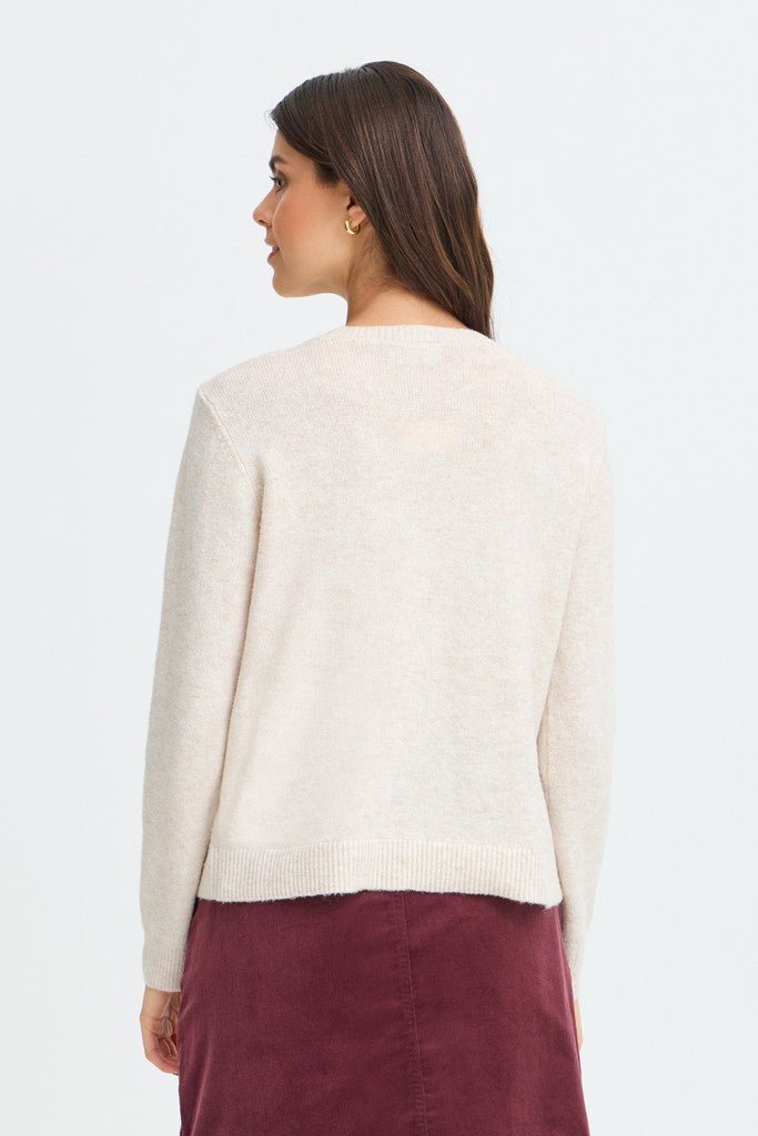 Fransa Fia Jumper Oatmeal Melange - RUTHERFORD & Co