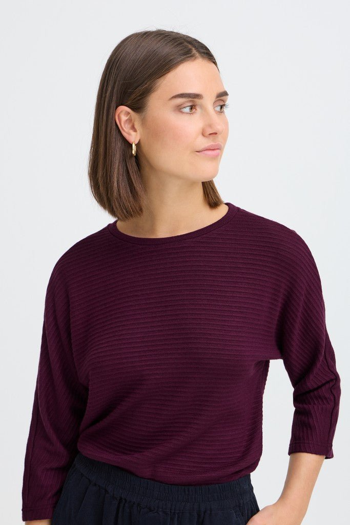 Fransa Jalira Long Sleeve Top Port Royale - RUTHERFORD & Co