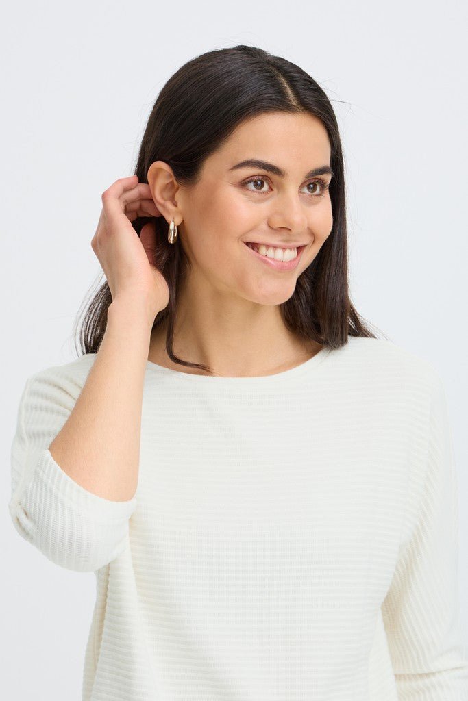 Fransa Jalira Long Sleeve Top Whisper White - RUTHERFORD & Co