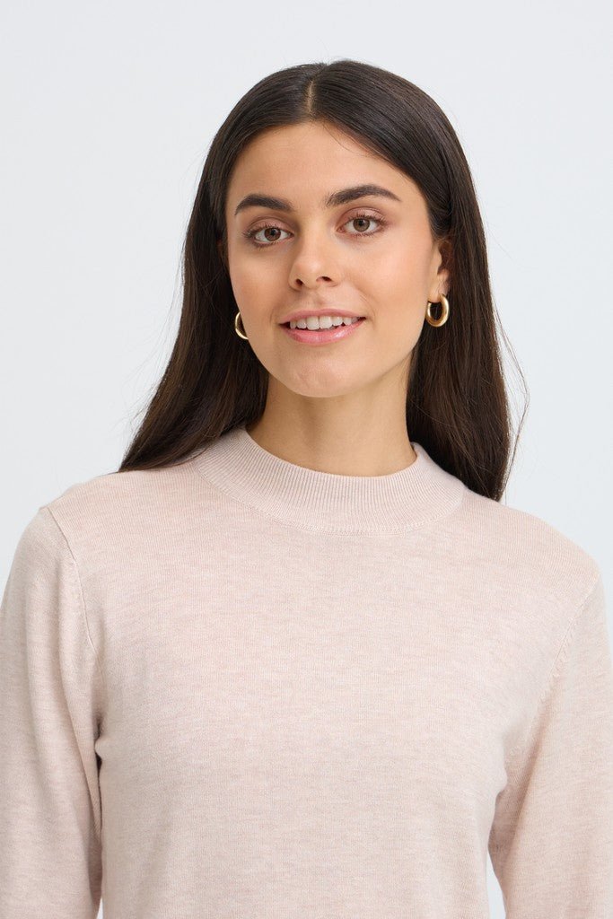 Fransa Mary Jumper Oatmeal Melange - RUTHERFORD & Co