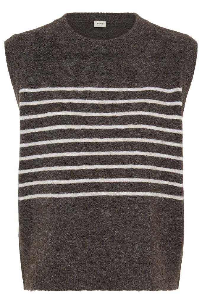Fransa Sanny Waistcoat Hot Fudge Stripe Mix - RUTHERFORD & Co