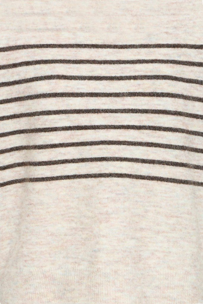 Fransa Sanny Waistcoat Oatmeal Melange Stripe Mix - RUTHERFORD & Co