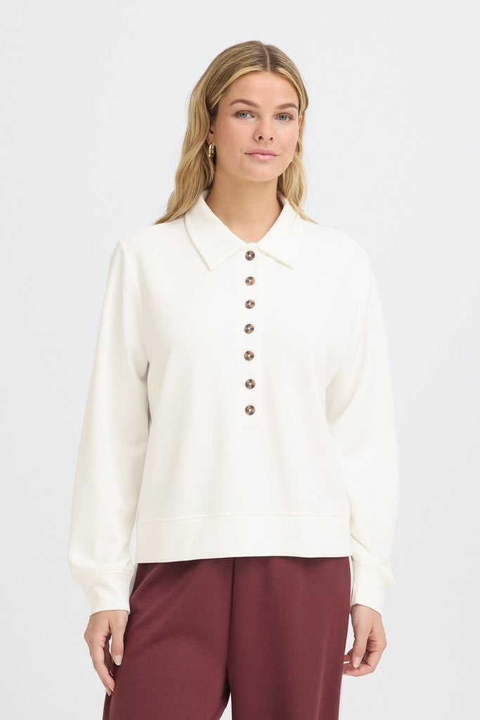 Fransa Aurora Sweatshirt Whisper White