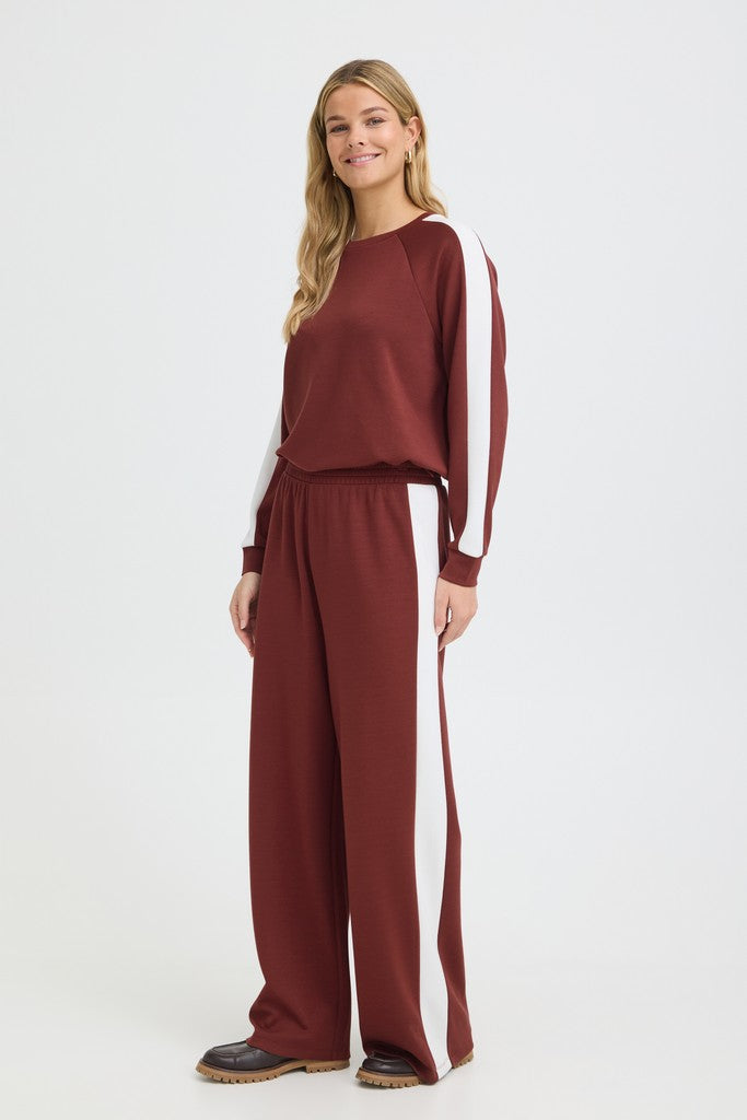 Fransa Aurora Trousers Rum With White Contrast
