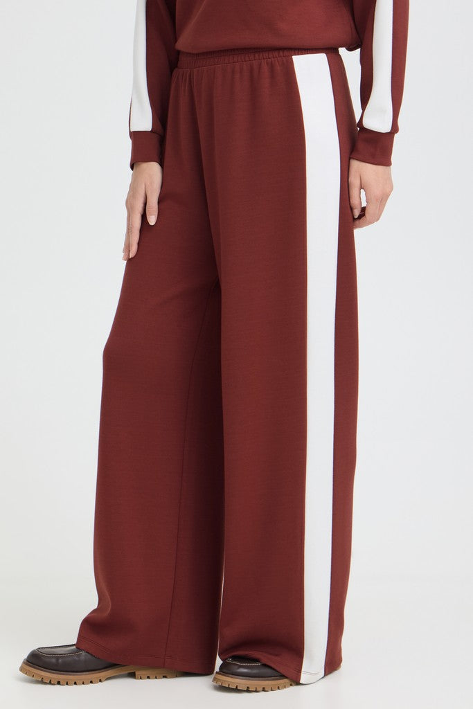 Fransa Aurora Trousers Rum With White Contrast