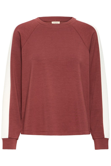 Fransa Aurora Sweatshirt Rum With White Contrast