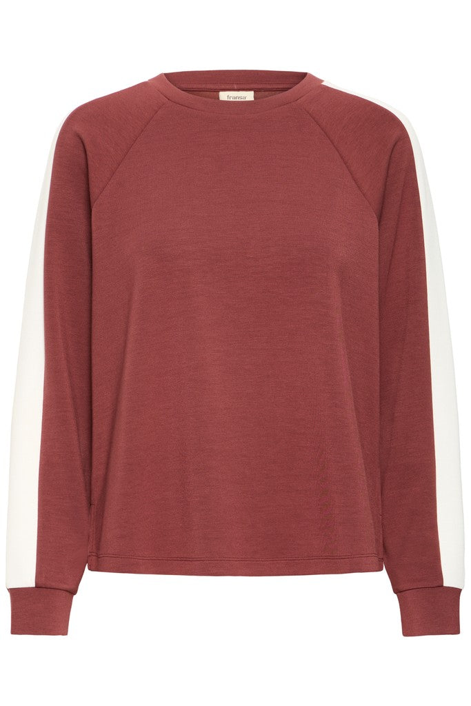 Fransa Aurora Sweatshirt Rum With White Contrast
