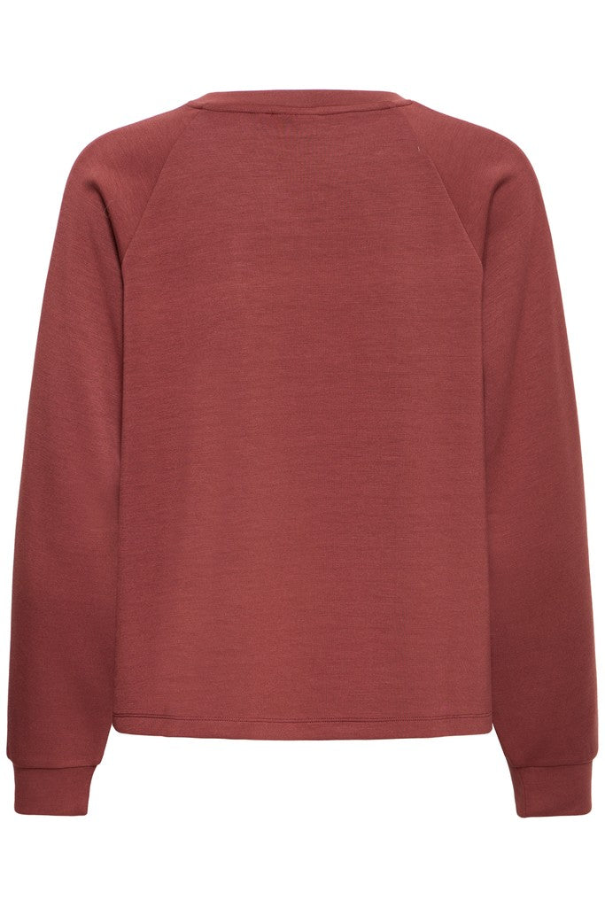 Fransa Aurora Sweatshirt Rum With White Contrast