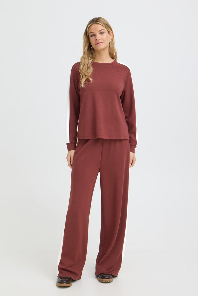 Fransa Aurora Sweatshirt Rum With White Contrast