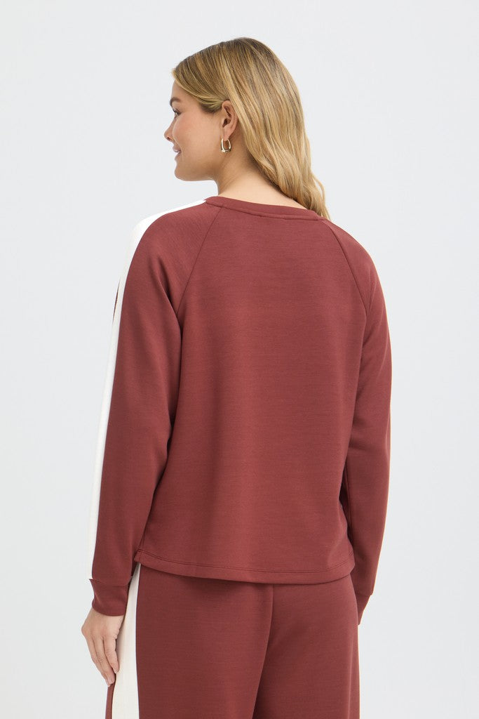 Fransa Aurora Sweatshirt Rum With White Contrast