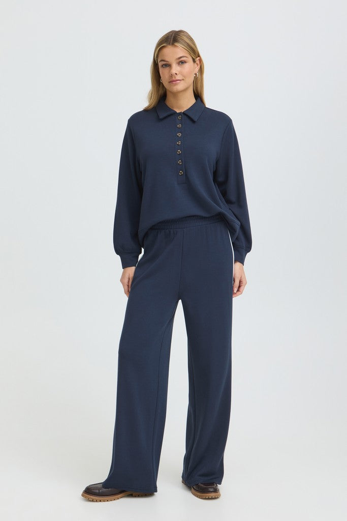Fransa Aurora Trousers Navy With White Contrast