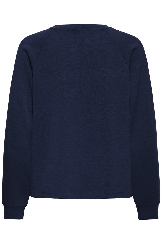 Fransa Aurora Sweatshirt Navy With White Contrast
