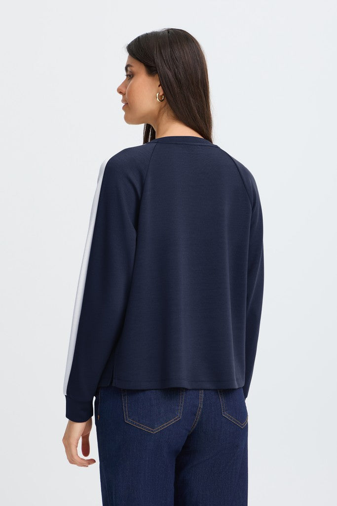 Fransa Aurora Sweatshirt Navy With White Contrast
