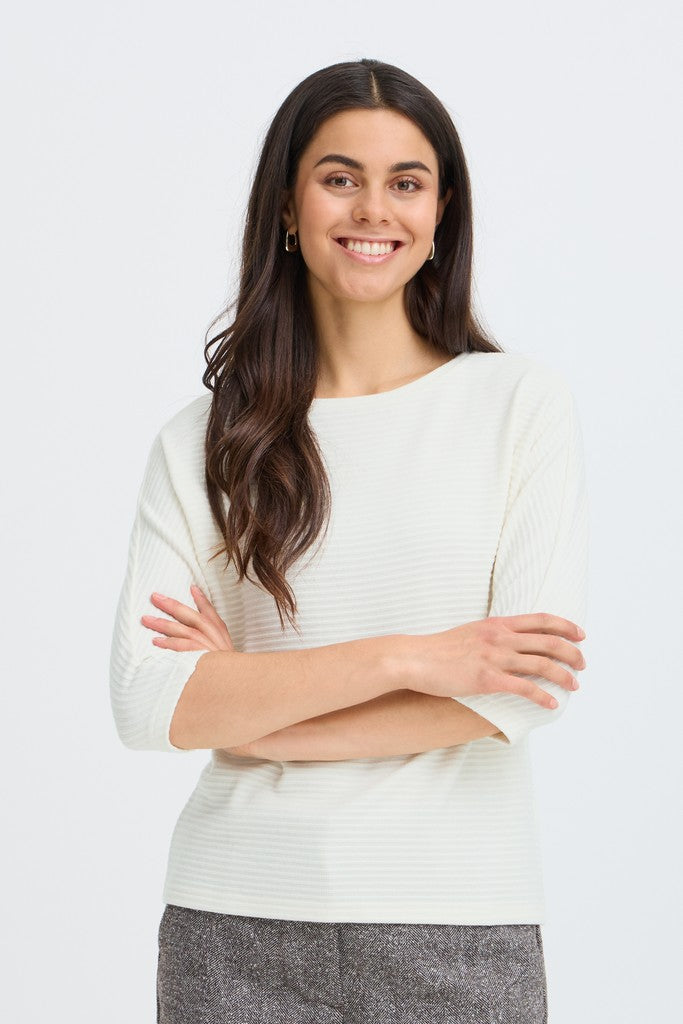 Fransa Jalira Long Sleeve Top Whisper White