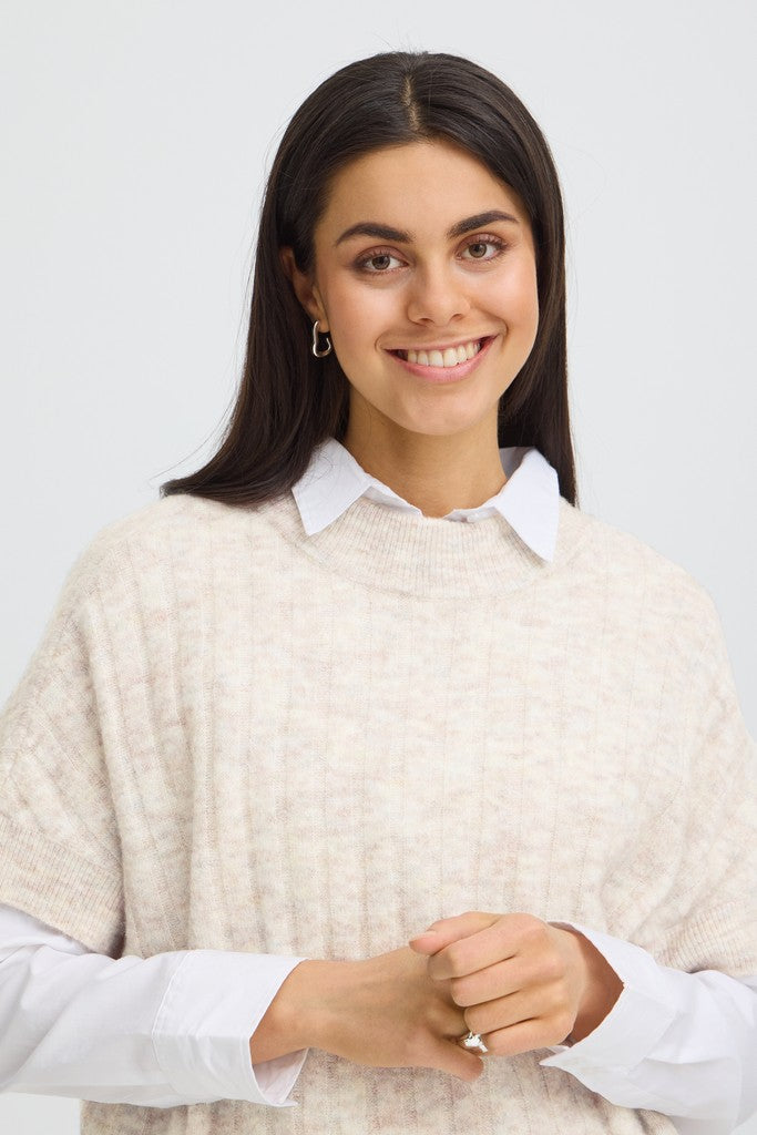 Fransa Sanny Waistcoat Oatmeal Melange