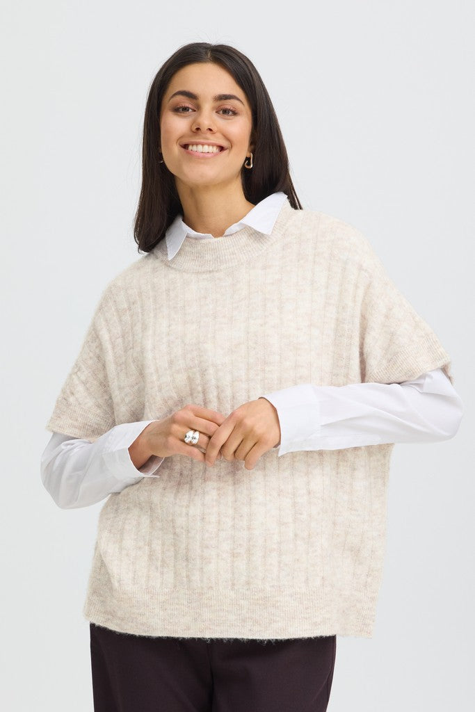 Fransa Sanny Waistcoat Oatmeal Melange