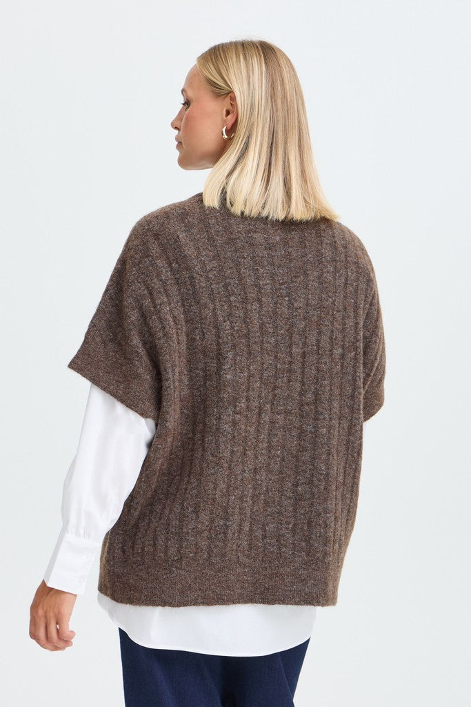 Fransa Sanny Waistcoat Hot Fudge Melange