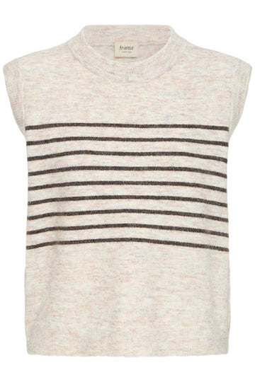 Fransa Sanny Waistcoat Oatmeal Melange Stripe Mix