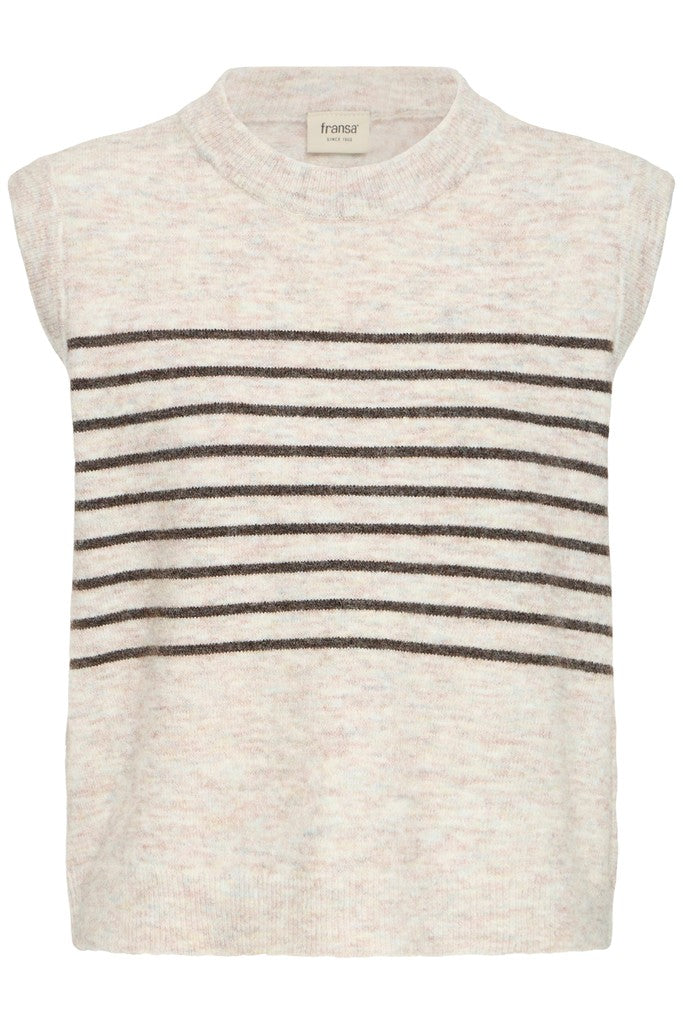 Fransa Sanny Waistcoat Oatmeal Melange Stripe Mix