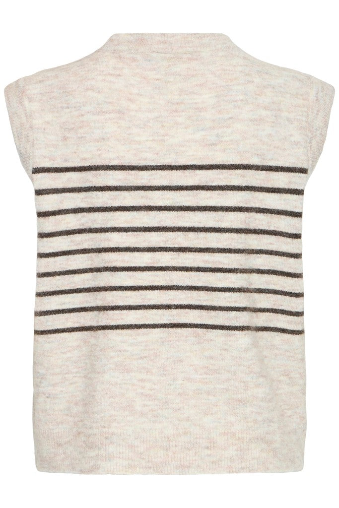 Fransa Sanny Waistcoat Oatmeal Melange Stripe Mix