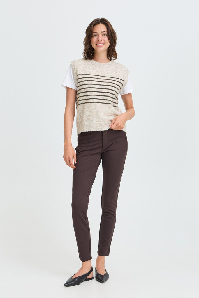 Fransa Sanny Waistcoat Oatmeal Melange Stripe Mix