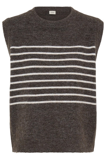 Fransa Sanny Waistcoat Hot Fudge Stripe Mix
