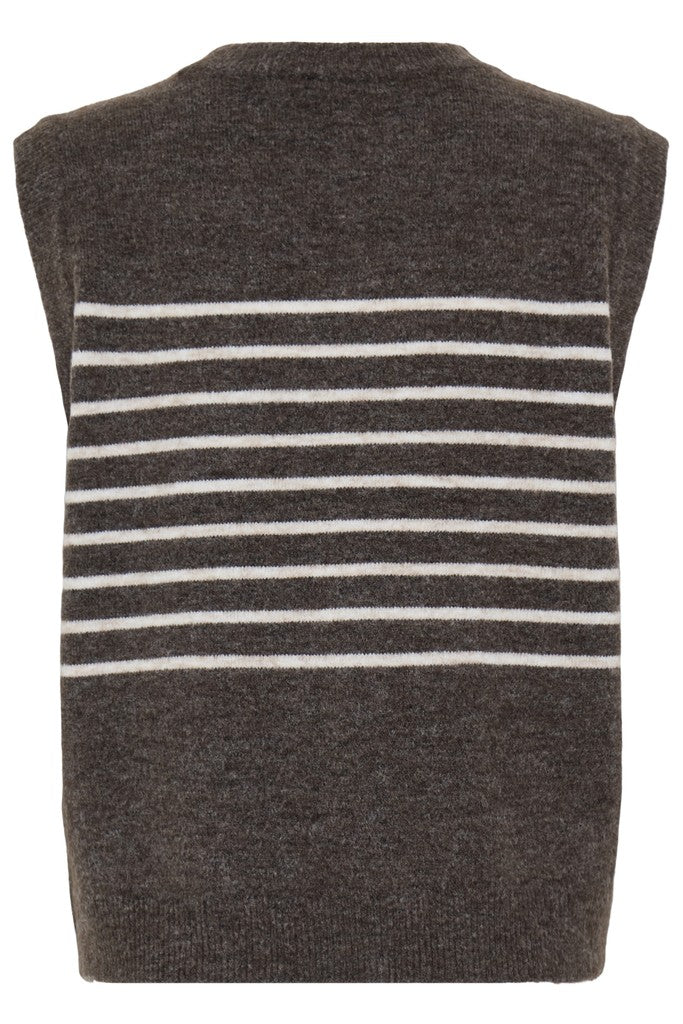 Fransa Sanny Waistcoat Hot Fudge Stripe Mix