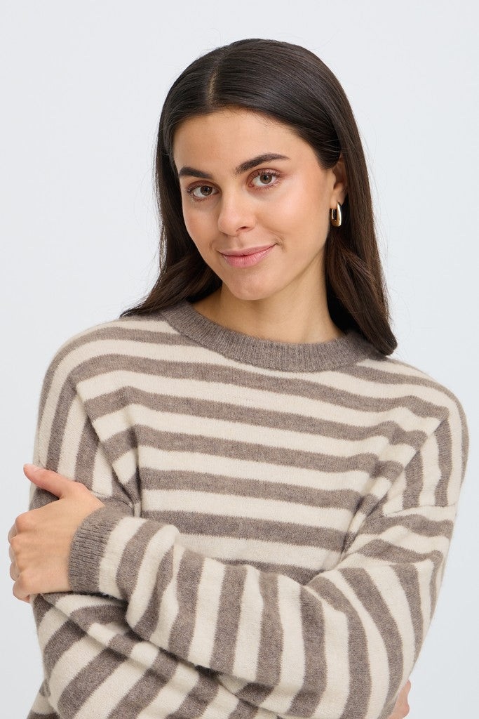 Fransa Idaa Pullover Driftwood Stripe